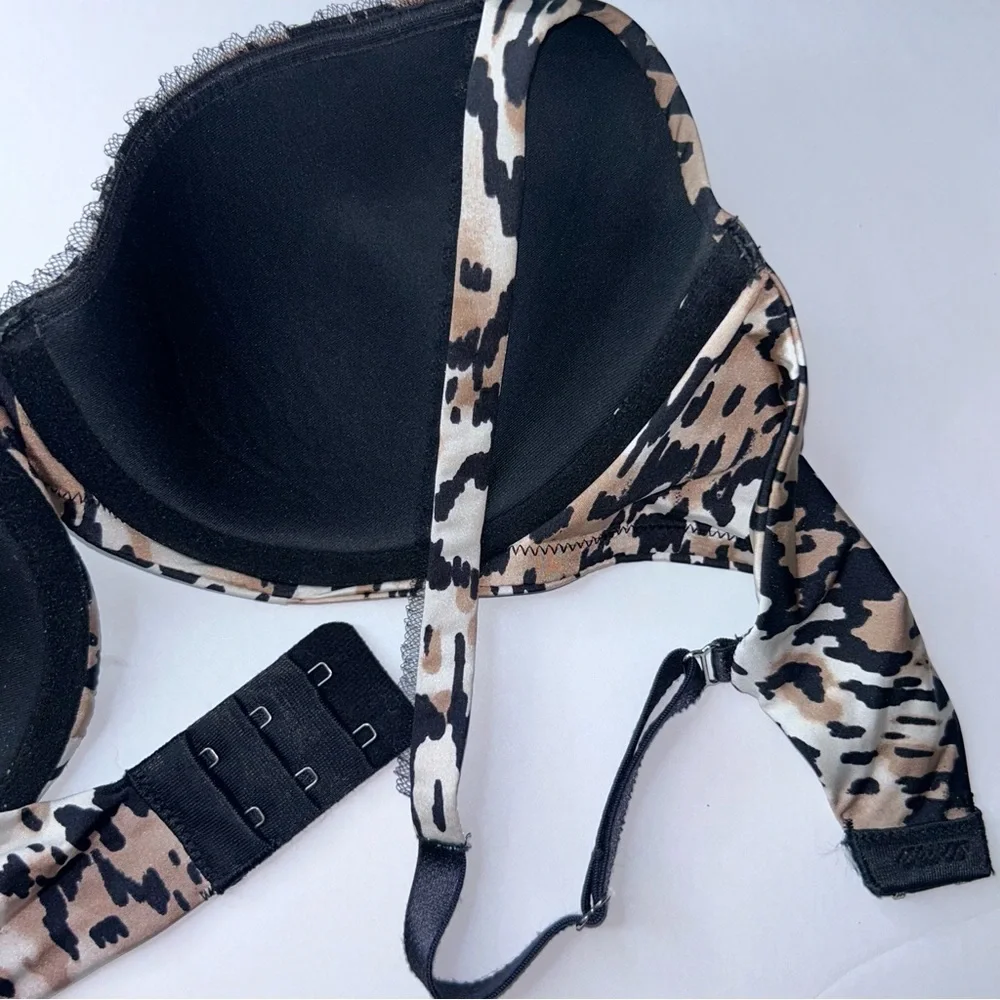 SOMA Mimi Demi Memory Foam Padded Underwire Leopard Cheetah Print Bra Sz 34D NEW